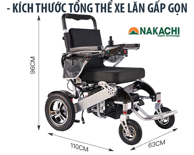 kích thước xe lăn điện gấp gọn NC-001a